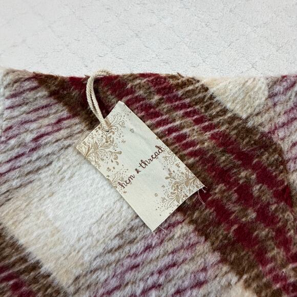 NWT Hem & Thread Sweater Skirt Wool Lining Maroon Tan Plaid Women’s Sz Md - Picture 2 of 6